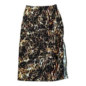 DKNY Animal Print Maxi Side Slit Elastic Waist Size Small